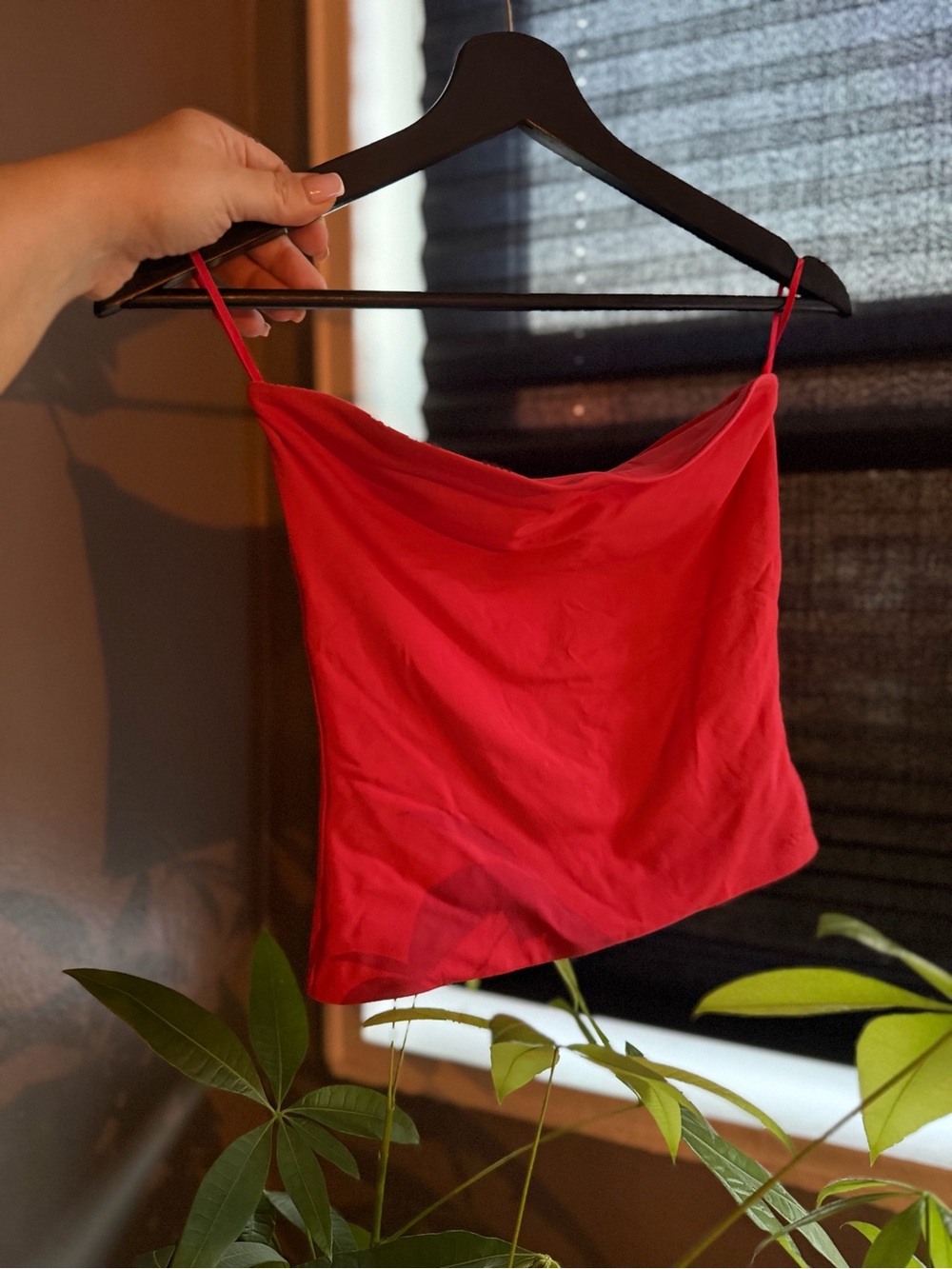 Aritzia Red Cowl Neck Spaghetti Strap Camisole